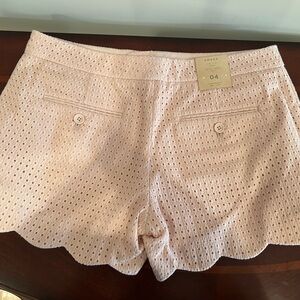 NWT Club Monaco Pale Pink Eyelet Shorts with Scalloped Hem